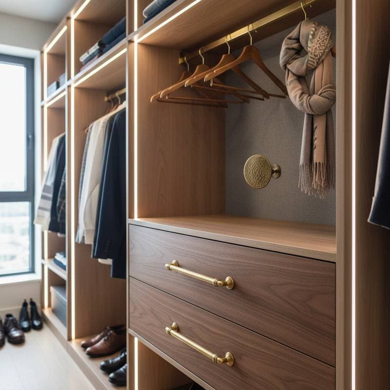 Featured image for Vintage Brass Hardware Transforms Modern Closets
