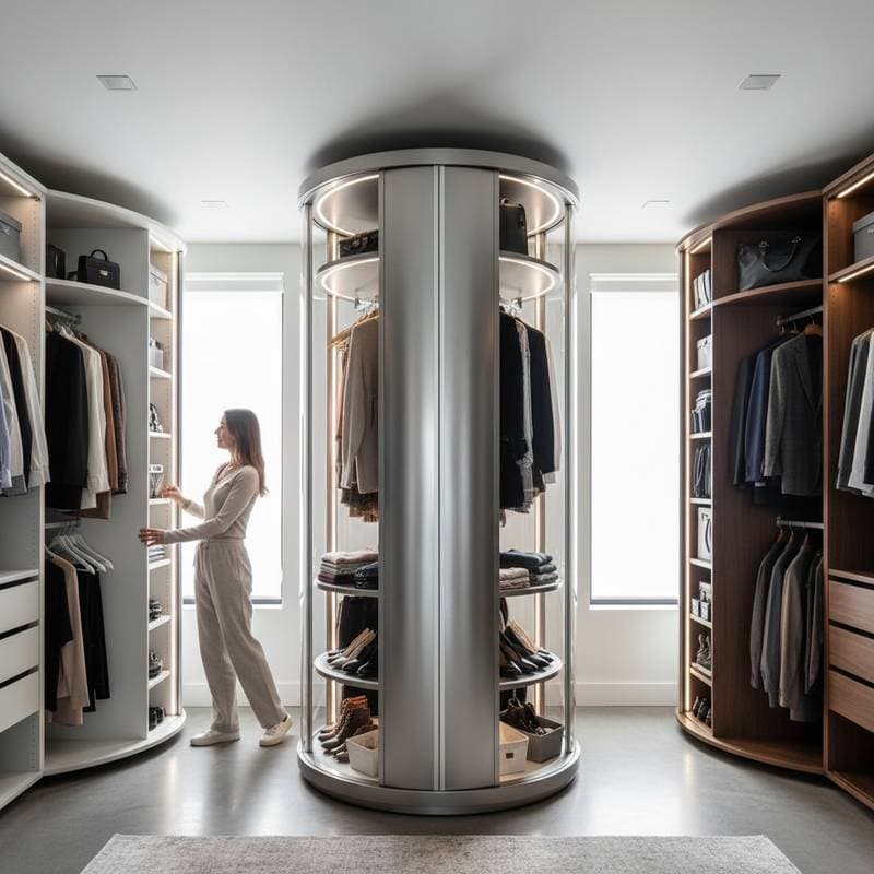 Rotating Carousels Unlock Max Vertical Closet Space
