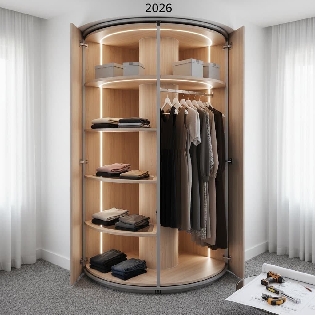 Rotating Shelves Turn Dead Corners Into Usable Storage