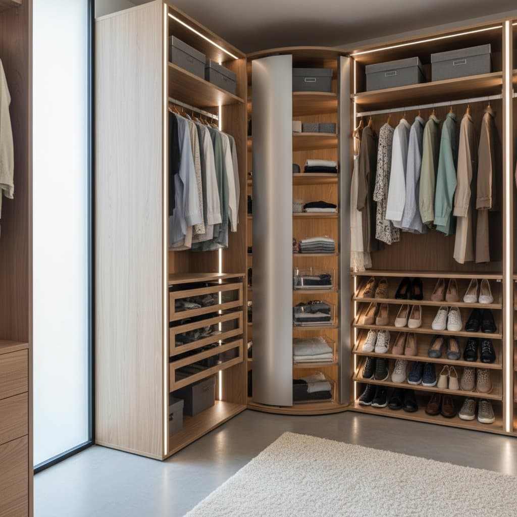 Rotating Closets Transform Wasted Corner Space