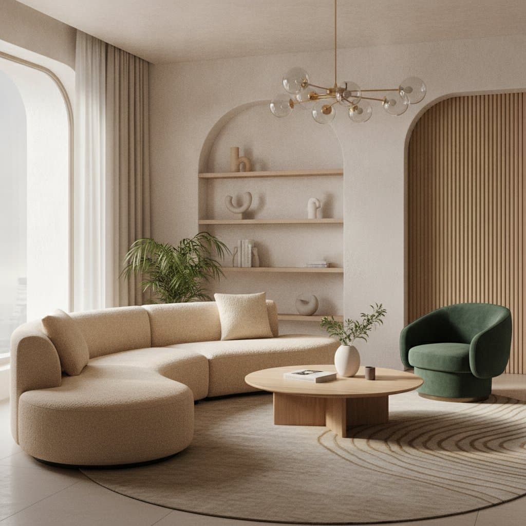 Featured image for Curved Furniture Softens Rooms Without Losing Structure