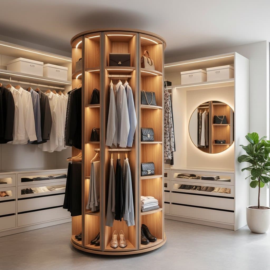 Reclaim Dead Corner Space with Rotating Closet Storage